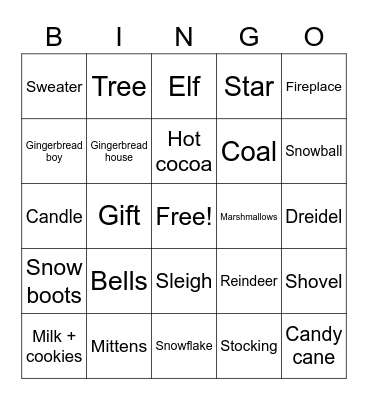 holiday Bingo Card