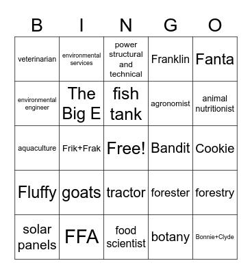 AG Bingo Card