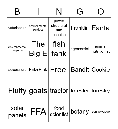 AG Bingo Card