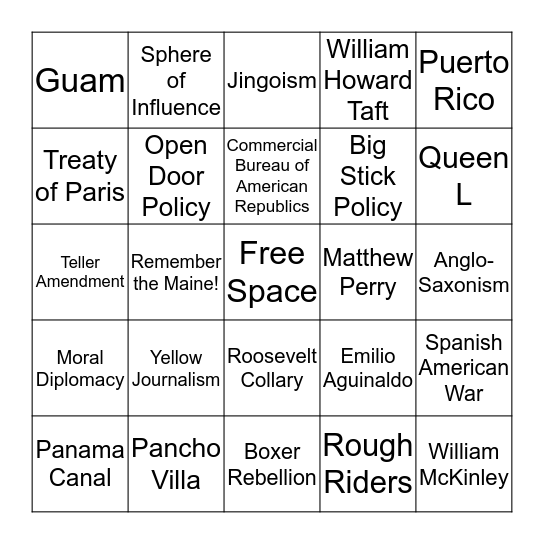 Imperialism X2 Bingo Card