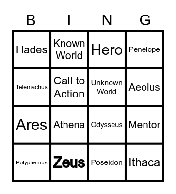 The Odyssey Bingo Card