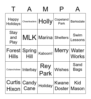 Parks & Recreation Bingo Card