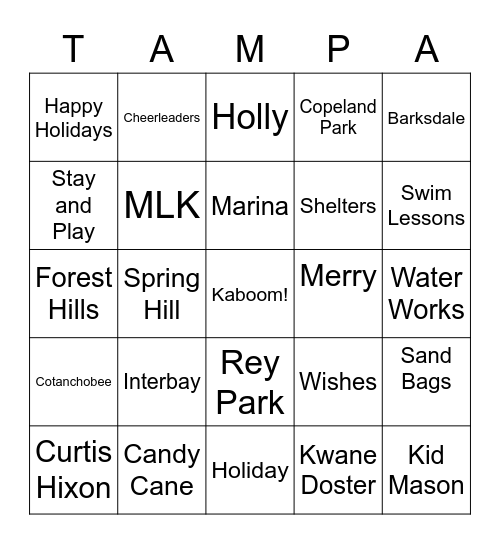 Parks & Recreation Bingo Card