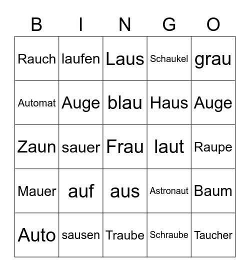 Wörter mit „Au, au“ Bingo Card