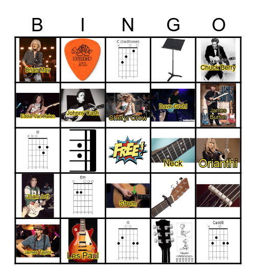 Guitar  Bingo - Mr Warnick V. 5 Bingo Card