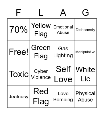 Relationship Red Flags Bingo Card