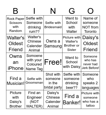 WaltDaisyLand Jamacian ICEBREAKER Bingo Card