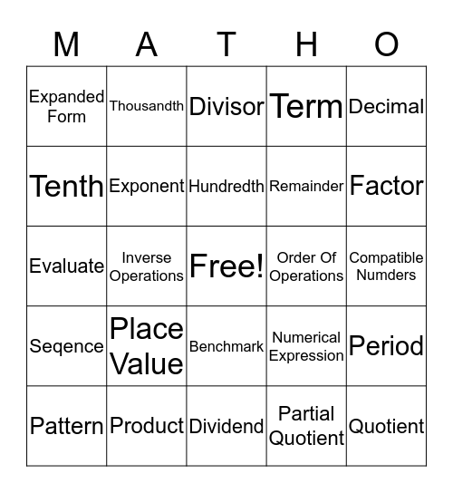 Owen's Bingo Card