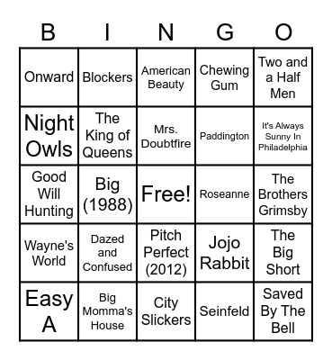 43 - MOVIES Bingo Card