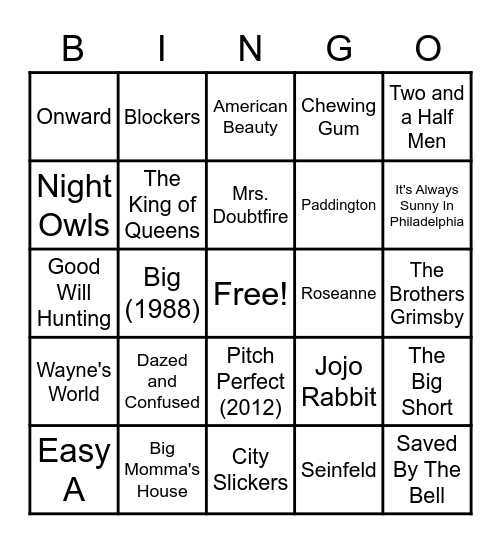 43 - MOVIES Bingo Card