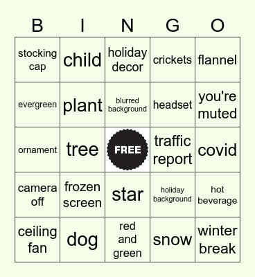 What do you see or hear on your video calls? Bingo Card