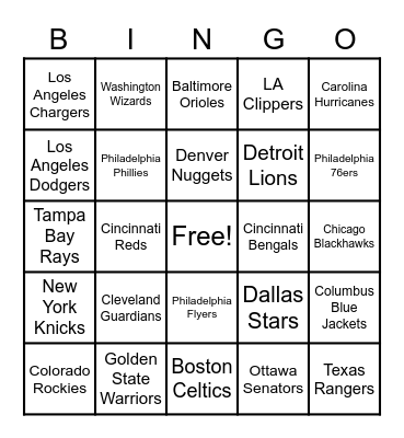 43 - SPORTS Bingo Card