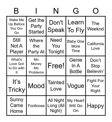43 - MUSIC Bingo Card
