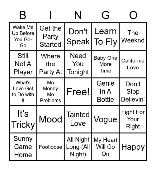 43 - MUSIC Bingo Card