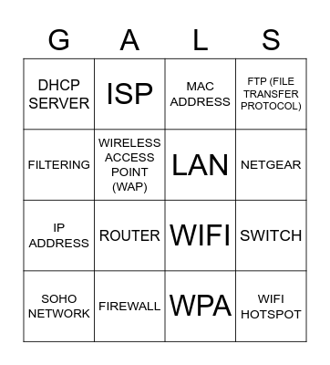 I.T Gals BINGO Card