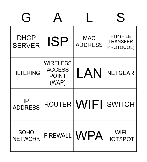 I.T Gals BINGO Card