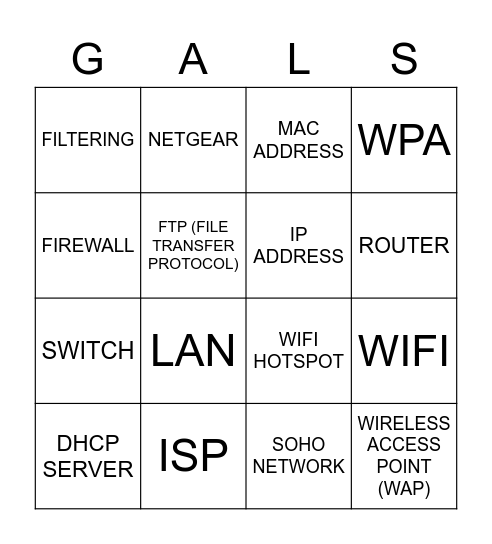 I.T Gals BINGO Card