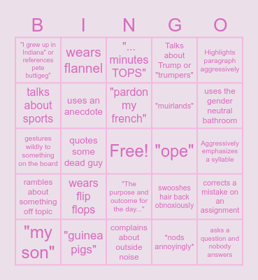 AP GoPo Bingo Card