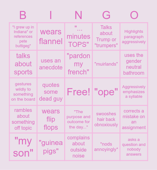 AP GoPo Bingo Card