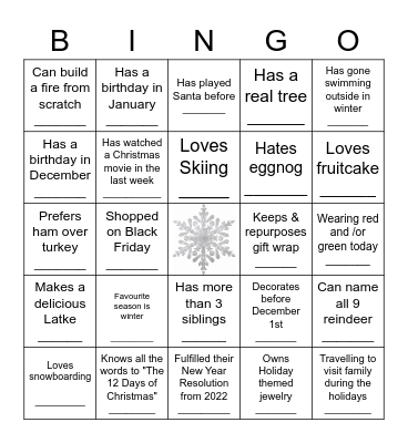 Networking Bingo - Winter Edition! Bingo Card