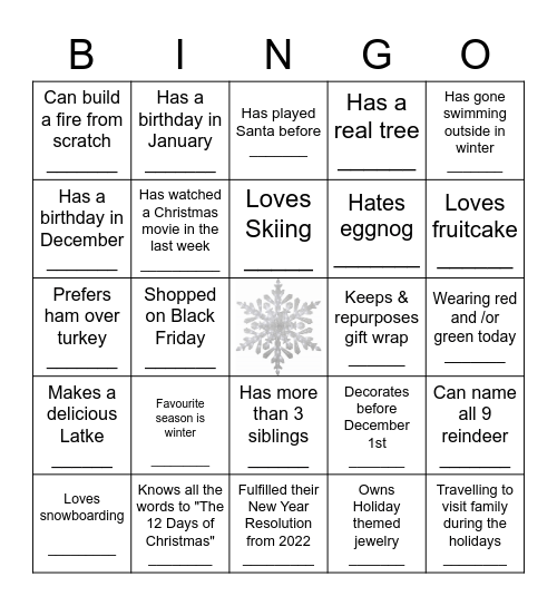 Networking Bingo - Winter Edition! Bingo Card