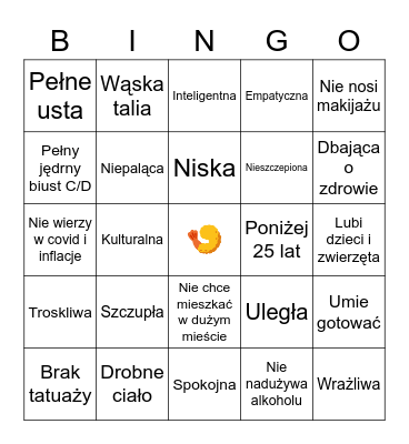 Samica idealna Bingo Card