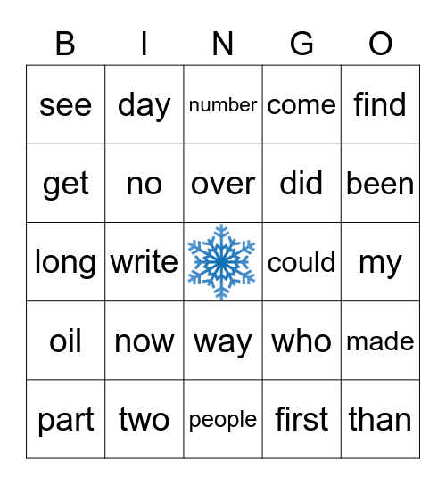Most Common Words 10 Bingo Card