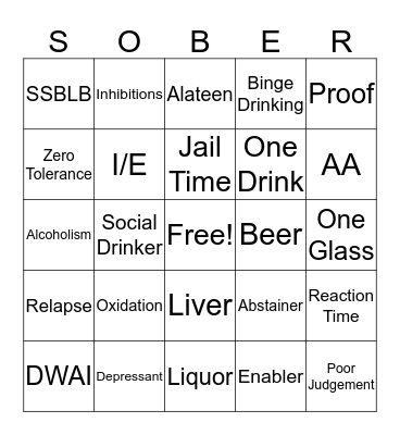 Alcohol Review Game  Bingo Card