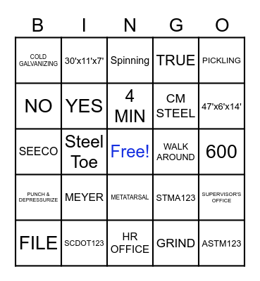 Galvanizing Bingo Card
