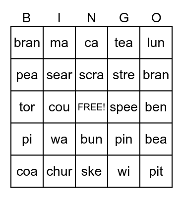 CH  or  TCH? Bingo Card