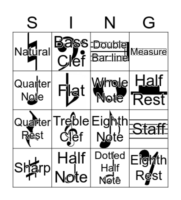 Musical Signs and Names Bingo Card