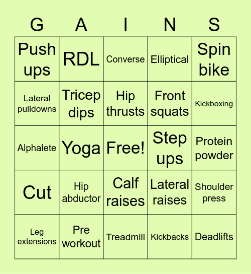 Girl Gains Bingo!! Bingo Card