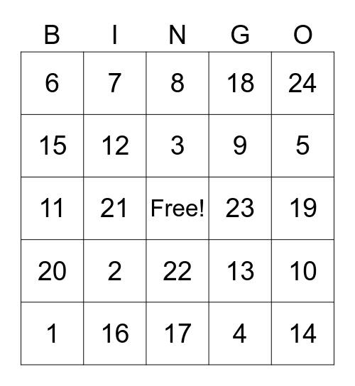 Los Numeros Bingo Card