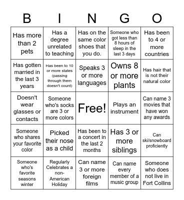 Hyper Competitive Staff bingo Card