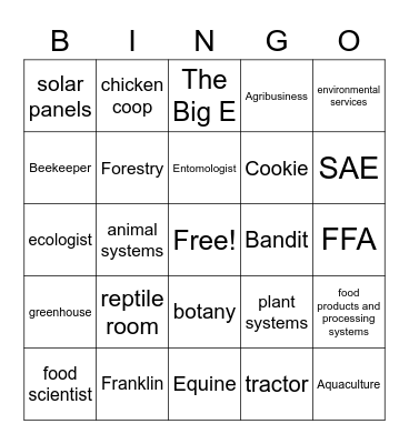 AG Bingo Card