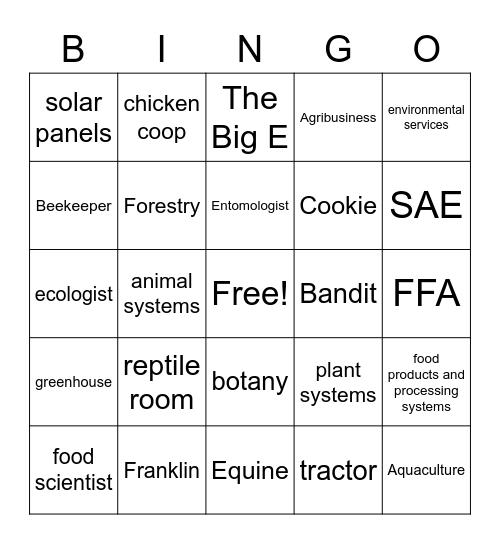 AG Bingo Card