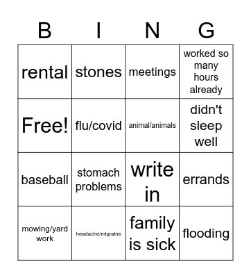 Blue Falcon Bingo Card