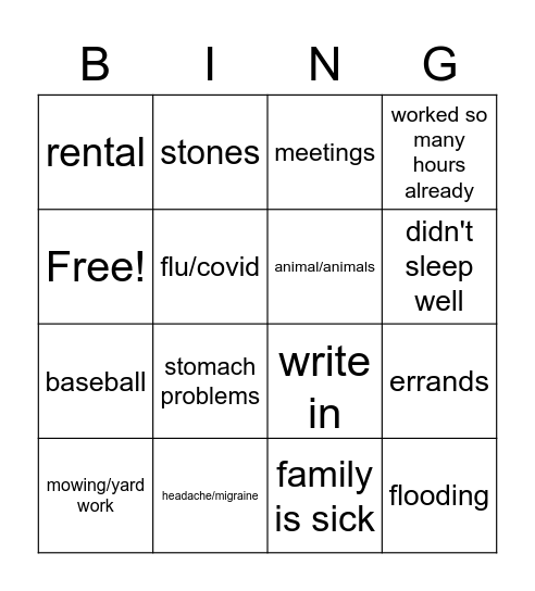 Blue Falcon Bingo Card