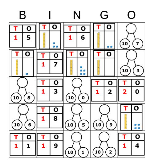 Place Value 0-20 Bingo Card