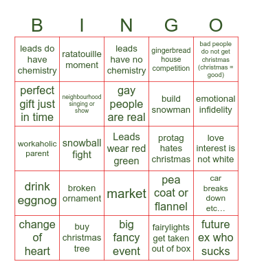 Hallmark Christmas and its sisters Bingo Card