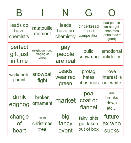 Hallmark Christmas and its sisters Bingo Card