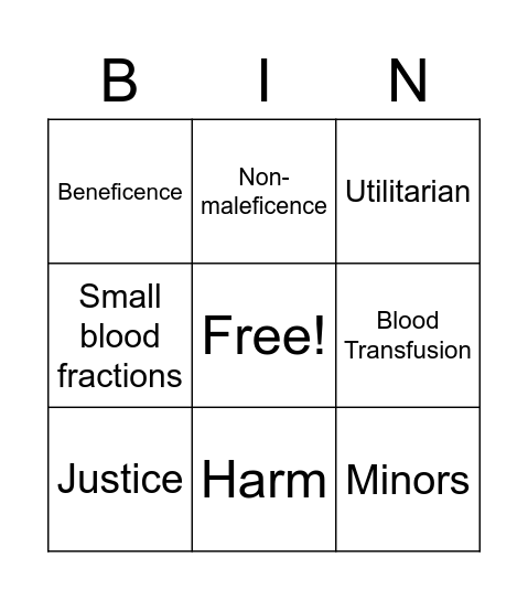 Jehovah's Witness Bingo Card