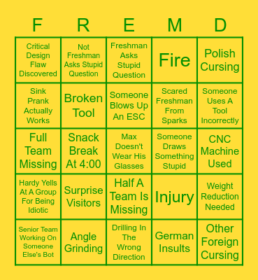 Fremd Robotics Bingo Card