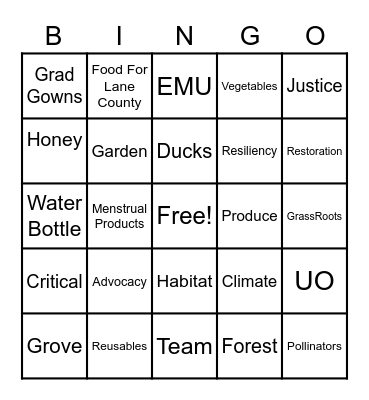 SSC Bingo Card