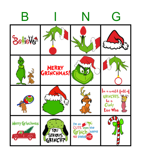 Merry GRINCH-mas Bingo Card