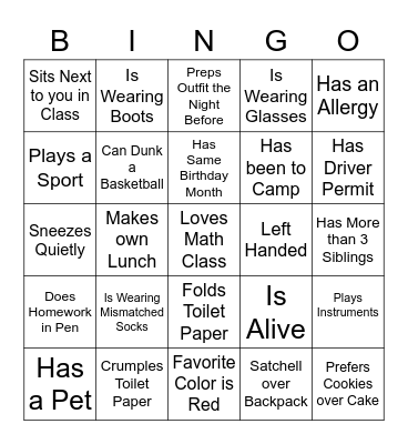 BINGO BAKER BREAD Bingo Card