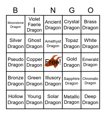 Dragons Bingo Card
