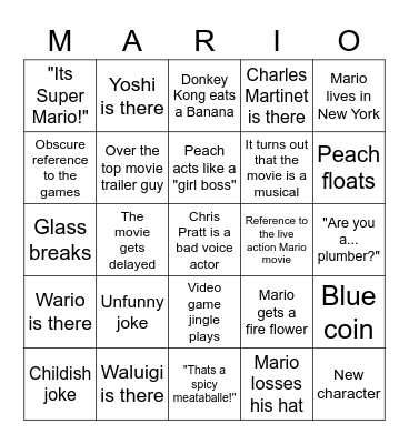 Mario Movie Trailer 2 Bingo Card