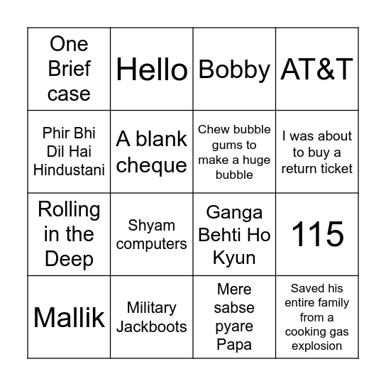 How well do you know Arjun? Bingo Card