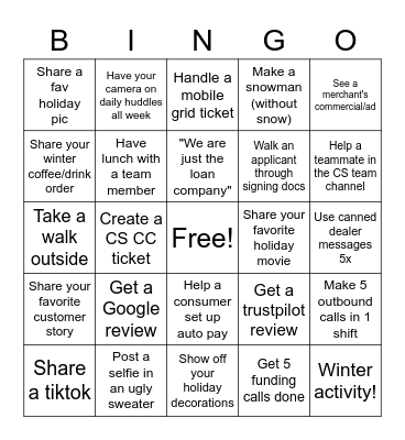 Client Services BINGO Card